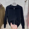 Autumn's new lapel zipper tweed sweater for women, a laid-back style coat, a short and elegant, niche knitted cardigan for women Application Scenario